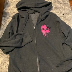 Cozy Pink Skull Zip Hoody